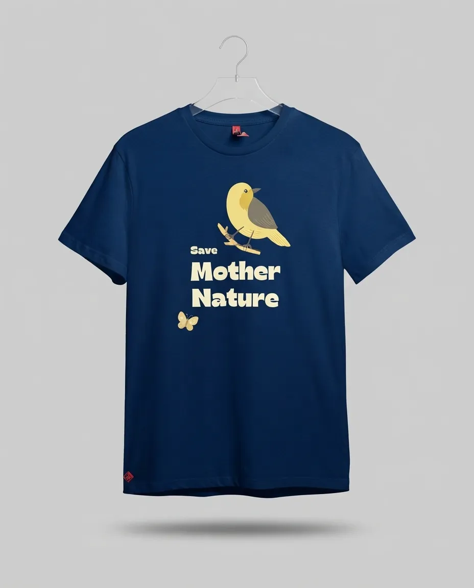 Graphic printed men's T-shirt, short sleeves, finished with a clean regular fit. - Ocean Blue - Mother Nature - Image 2