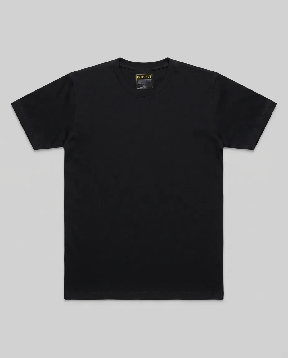 Men's Plain T-Shirt with Short Sleeves, Solid Design, Regular Fit and Cotton Fabric for Casual Everyday Wear - Black - Image 2