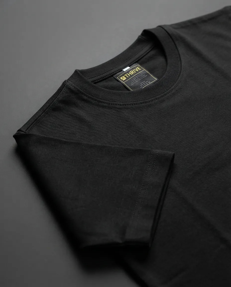 Men's Plain T-Shirt with Short Sleeves, Solid Design, Regular Fit and Cotton Fabric for Casual Everyday Wear - Black - Image 3