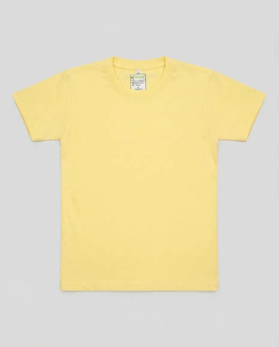 Men's Plain T-Shirt with Short Sleeves, Solid Design, Regular Fit and Cotton Fabric for Casual Everyday Wear - Light Yellow - Image 3