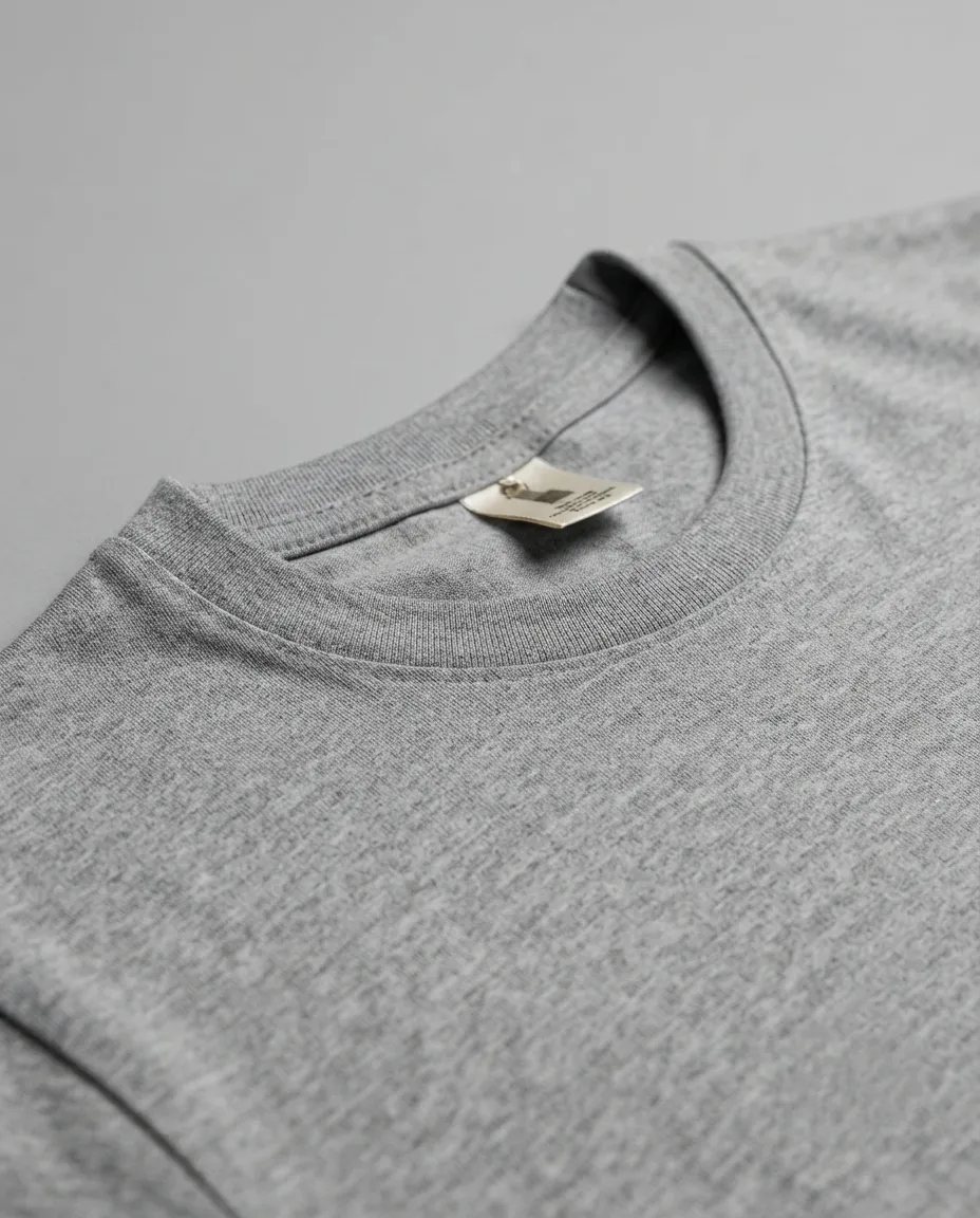 Men's Plain T-Shirt with Short Sleeves, Solid Design, Regular Fit and Cotton Fabric for Casual Everyday Wear - Gray - Image 2