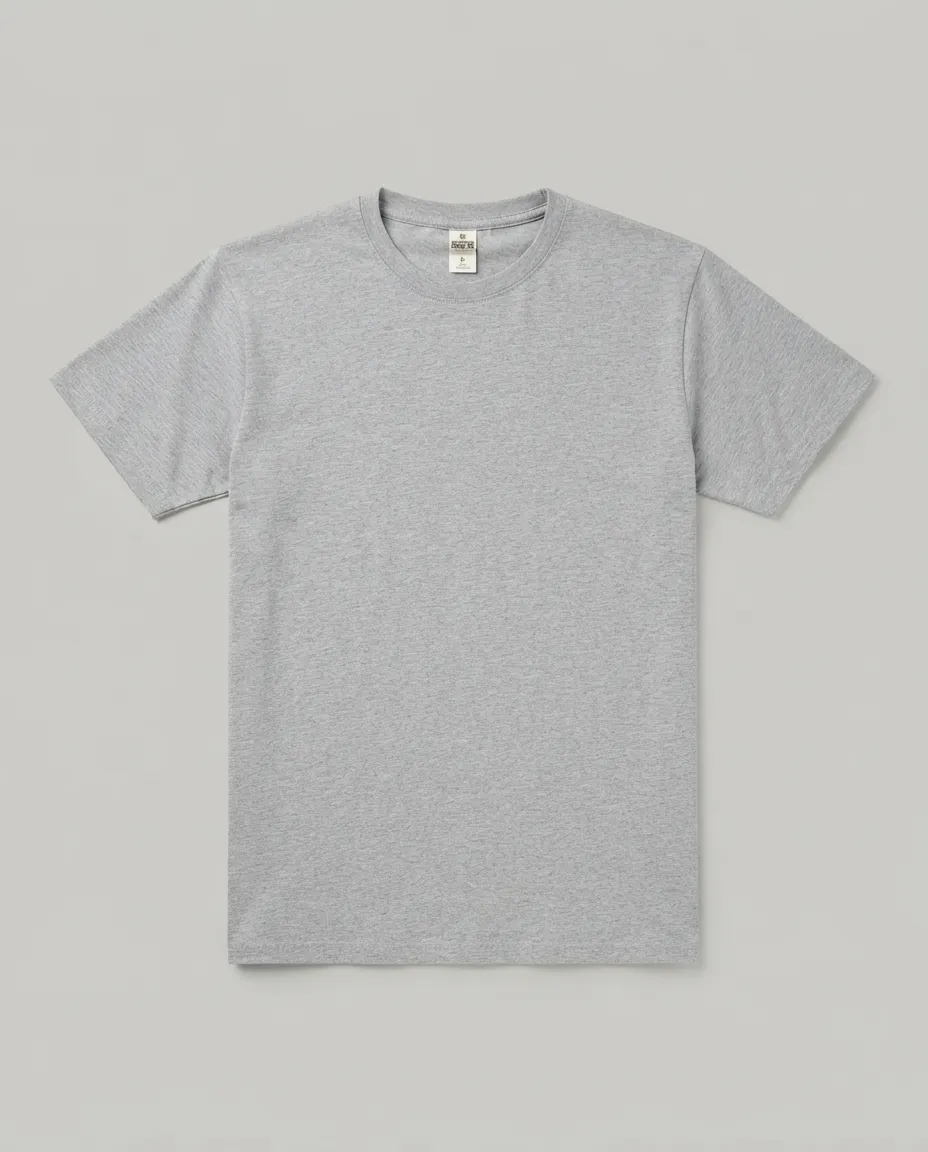 Men's Plain T-Shirt with Short Sleeves, Solid Design, Regular Fit and Cotton Fabric for Casual Everyday Wear - Gray - Image 3