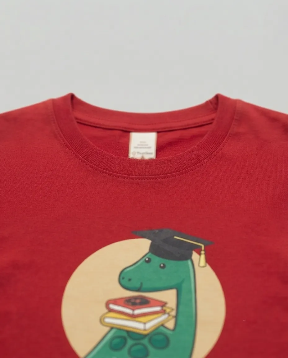 Graphic printed men's T-shirt, short sleeves, finished with a clean regular fit. - Red - Dino - Image 2