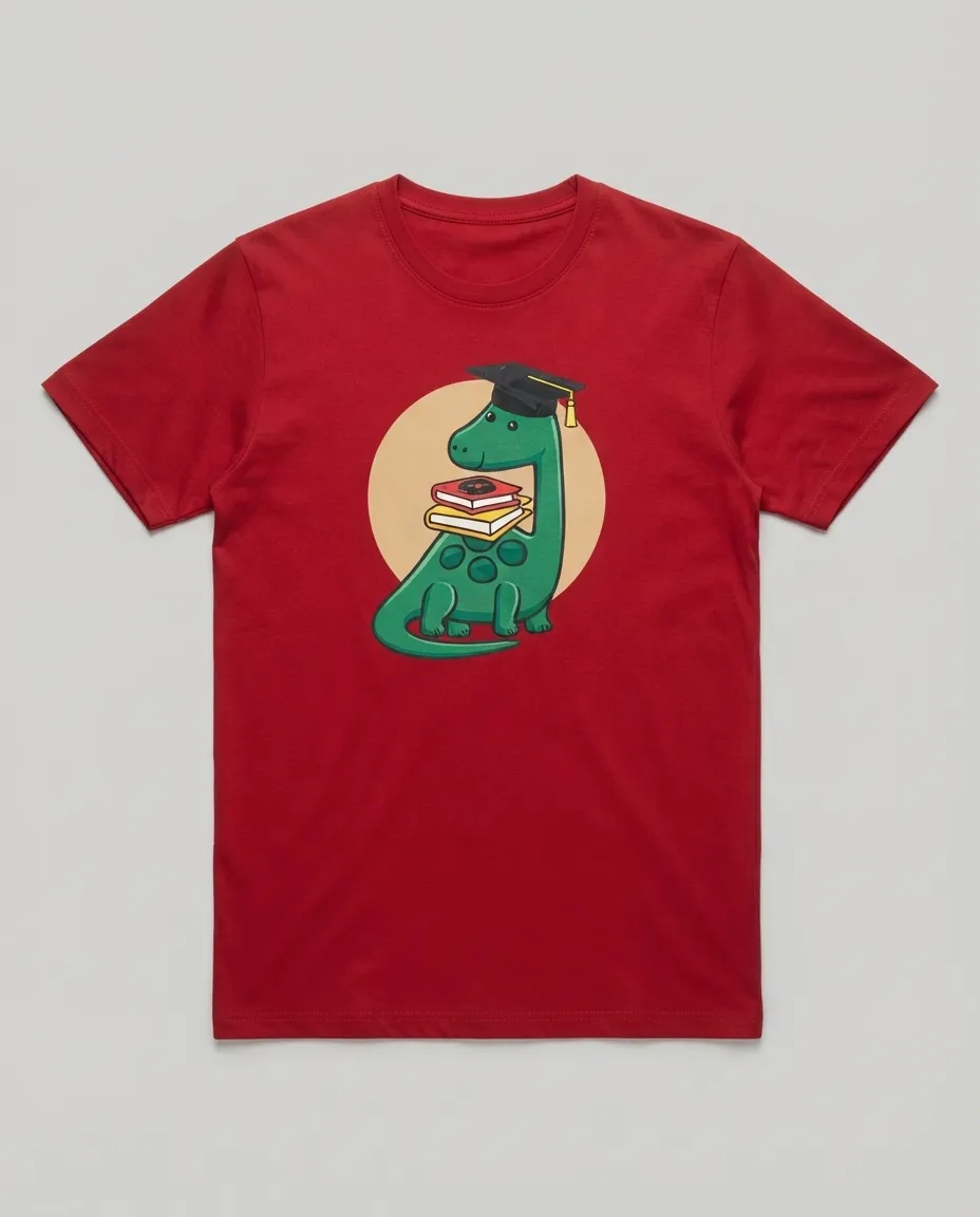 Graphic printed men's T-shirt, short sleeves, finished with a clean regular fit. - Red - Dino - Image 3
