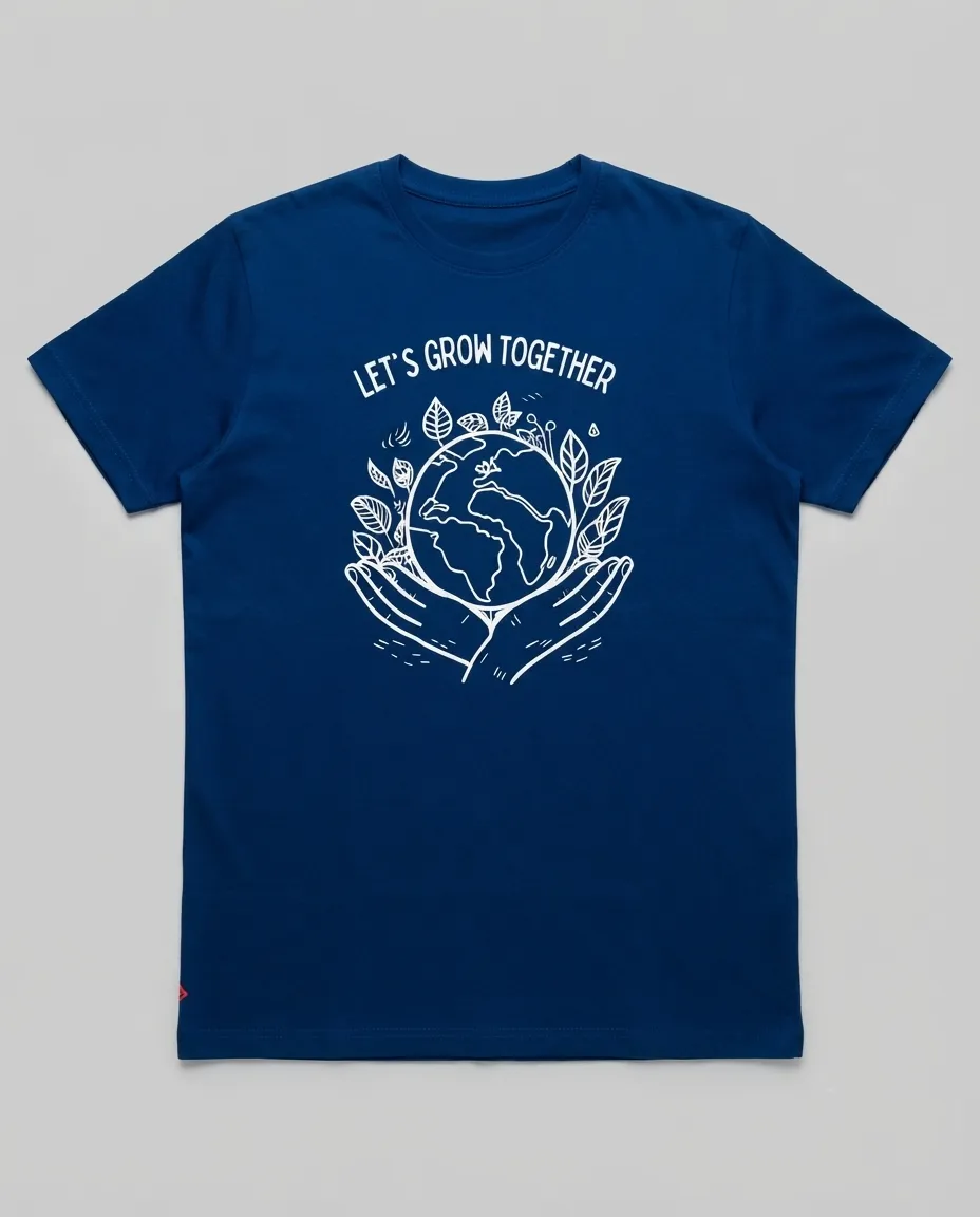 Graphic printed men's T-shirt, short sleeves, finished with a clean regular fit. - Ocean Blue - Let's Grow Together - Image 3