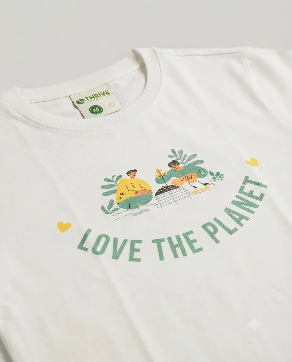 Graphic printed men's T-shirt, short sleeves, finished with a clean regular fit. - White - Love The Planet - Image 2