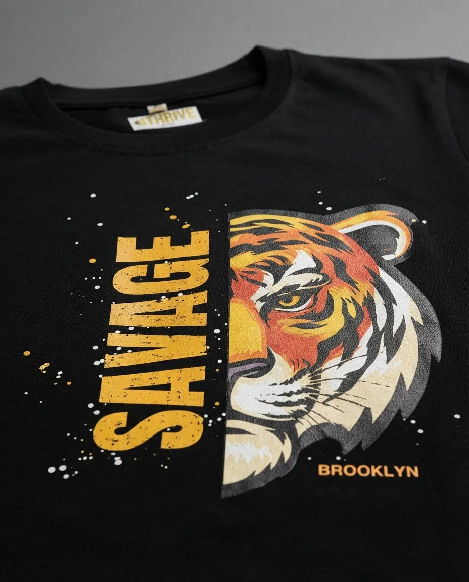 Graphic printed men's T-shirt, short sleeves, finished with a clean regular fit. - Black - Savage - Image 2