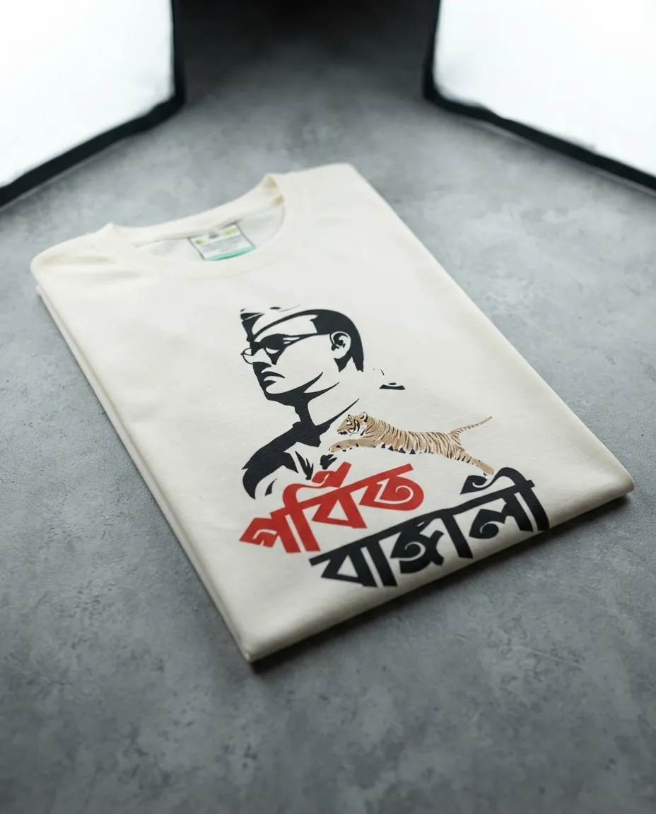 Graphic printed men's T-shirt, short sleeves, finished with a clean regular fit. - White - Gorbito Bangali - Image 3