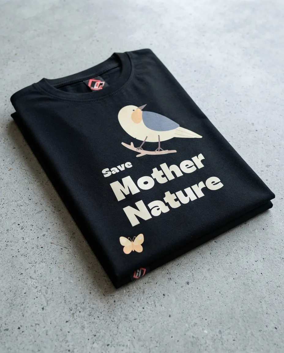 Graphic printed men's T-shirt, short sleeves, finished with a clean regular fit. - Black - Mother nature - Image 3