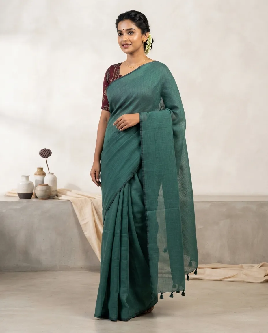 Handloom Saree with Traditional Weave Character for Comfortable Draping, Everyday Wear and Cultural Occasions
