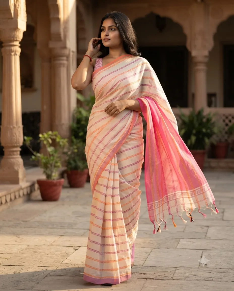 Pure Cotton Saree with Comfortable Draping and Practical Traditional Styling for Everyday Wear and Casual Occasions - Image 2