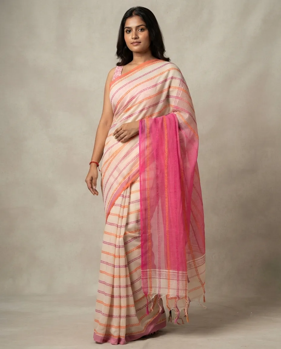 Pure Cotton Saree with Comfortable Draping and Practical Traditional Styling for Everyday Wear and Casual Occasions