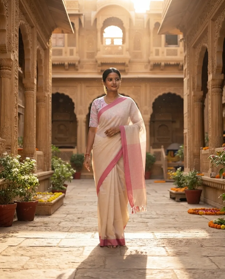 Pure Cotton Saree with Comfortable Draping and Traditional Styling for Everyday Wear, Casual Gatherings and Family Occasions - Image 2