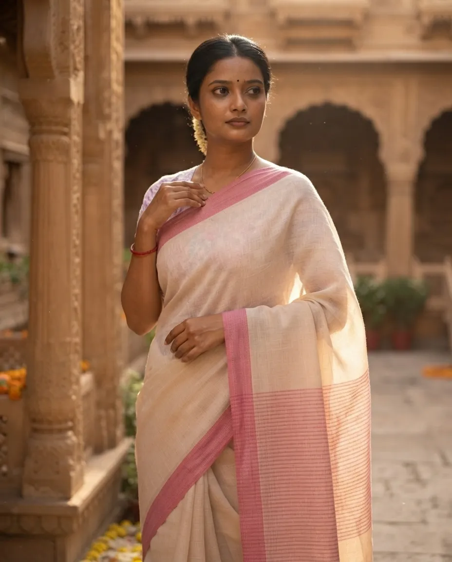 Pure Cotton Saree with Comfortable Draping and Traditional Styling for Everyday Wear, Casual Gatherings and Family Occasions - Image 3