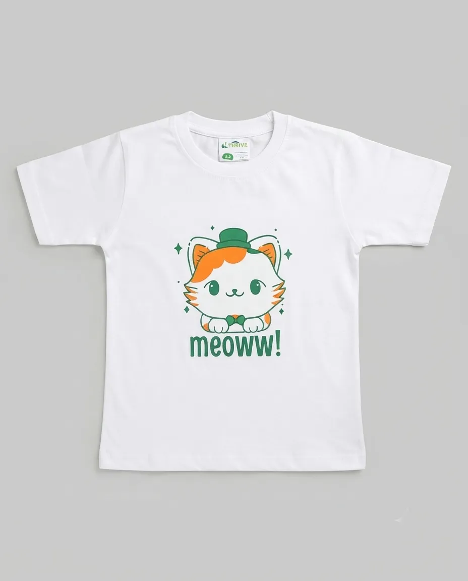 Women's Graphic Printed T-Shirt, Short Sleeves with Artwork, Featuring a Regular Fit for Casual Everyday Wear, Pure cotton material - White - Meoww Print - Image 2