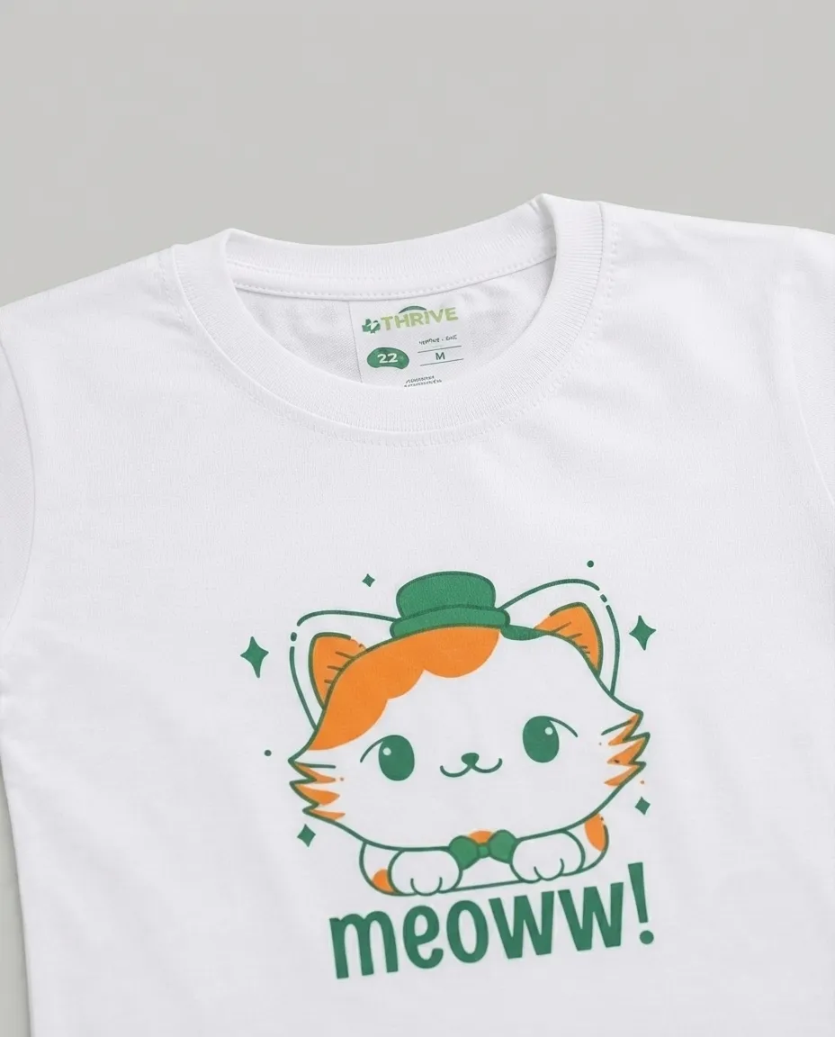 Women's Graphic Printed T-Shirt, Short Sleeves with Artwork, Featuring a Regular Fit for Casual Everyday Wear, Pure cotton material - White - Meoww Print - Image 3