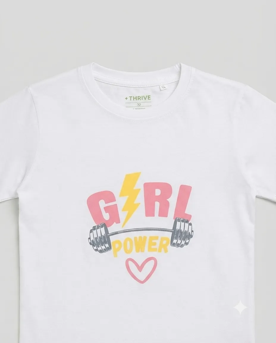 Women's Graphic Printed T-Shirt, Short Sleeves with Artwork, Featuring a Regular Fit for Casual Everyday Wear, Pure cotton material - White - Girl Power - Image 2