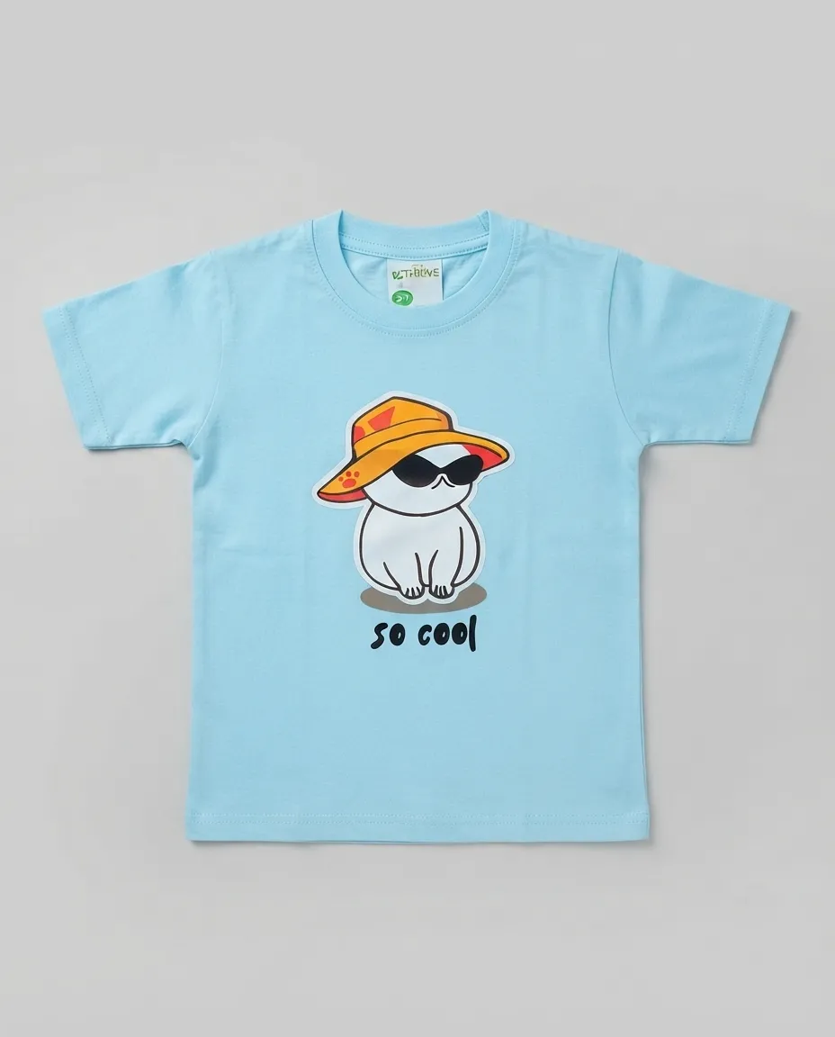 Women's Graphic Printed T-Shirt, Short Sleeves with Artwork, Featuring a Regular Fit for Casual Everyday Wear, Pure cotton material - Sky Blue - So Cool - Image 2