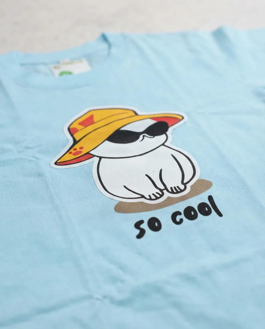 Women's Graphic Printed T-Shirt, Short Sleeves with Artwork, Featuring a Regular Fit for Casual Everyday Wear, Pure cotton material - Sky Blue - So Cool - Image 3