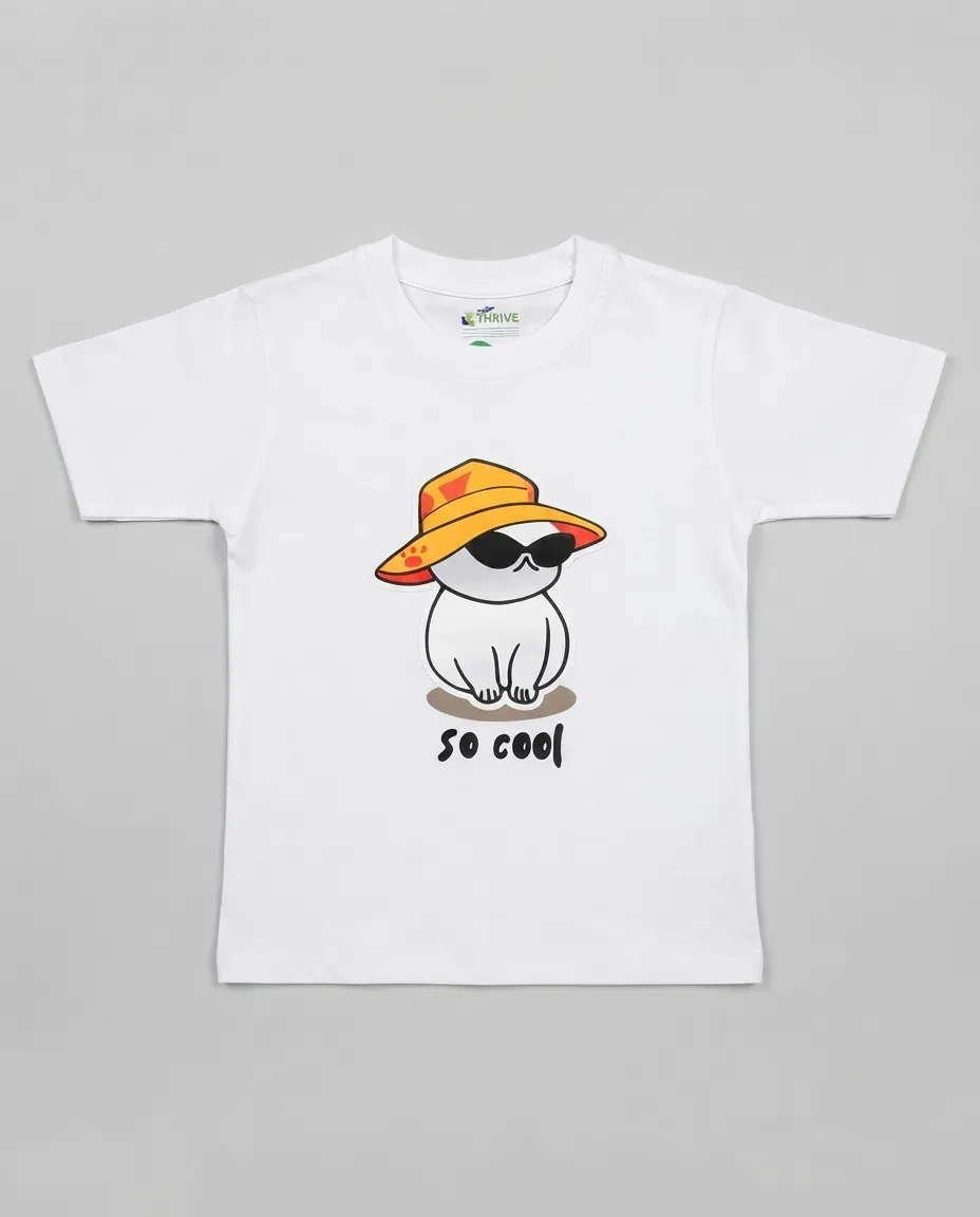 Women's Graphic Printed T-Shirt, Short Sleeves with Artwork, Featuring a Regular Fit for Casual Everyday Wear, Pure cotton material - White - So Cool - Image 2