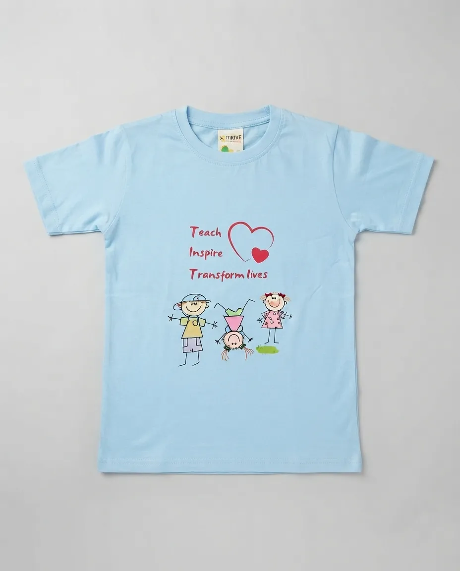 Women's Graphic Printed T-Shirt, Short Sleeves with Artwork, Featuring a Regular Fit for Casual Everyday Wear, Pure cotton material - Sky Blue - Teach & Inspire - Image 2