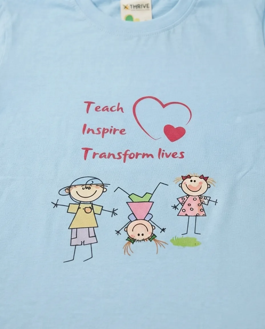 Women's Graphic Printed T-Shirt, Short Sleeves with Artwork, Featuring a Regular Fit for Casual Everyday Wear, Pure cotton material - Sky Blue - Teach & Inspire - Image 3
