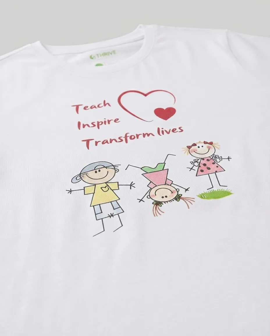 Women's Graphic Printed T-Shirt, Short Sleeves with Artwork, Featuring a Regular Fit for Casual Everyday Wear, Pure cotton material - White - Teach & Inspire - Image 3