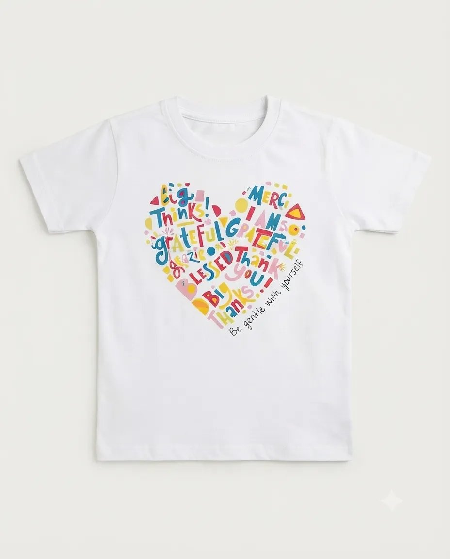 Women's Graphic Printed T-Shirt, Short Sleeves with Artwork, Featuring a Regular Fit for Casual Everyday Wear, Pure cotton material - White - Heart Shaped Alphabets - Image 3